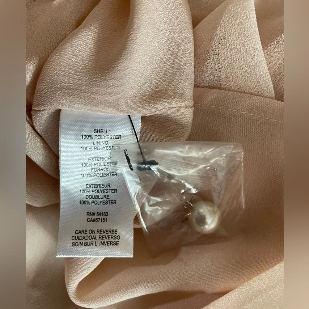 NWT Karl Lagerfeld Paris med. fancy top, sleeveless blouse pale pink faux pearl - Picture 6 of 7